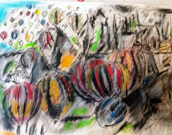 Desenho carvão com pastel seco
